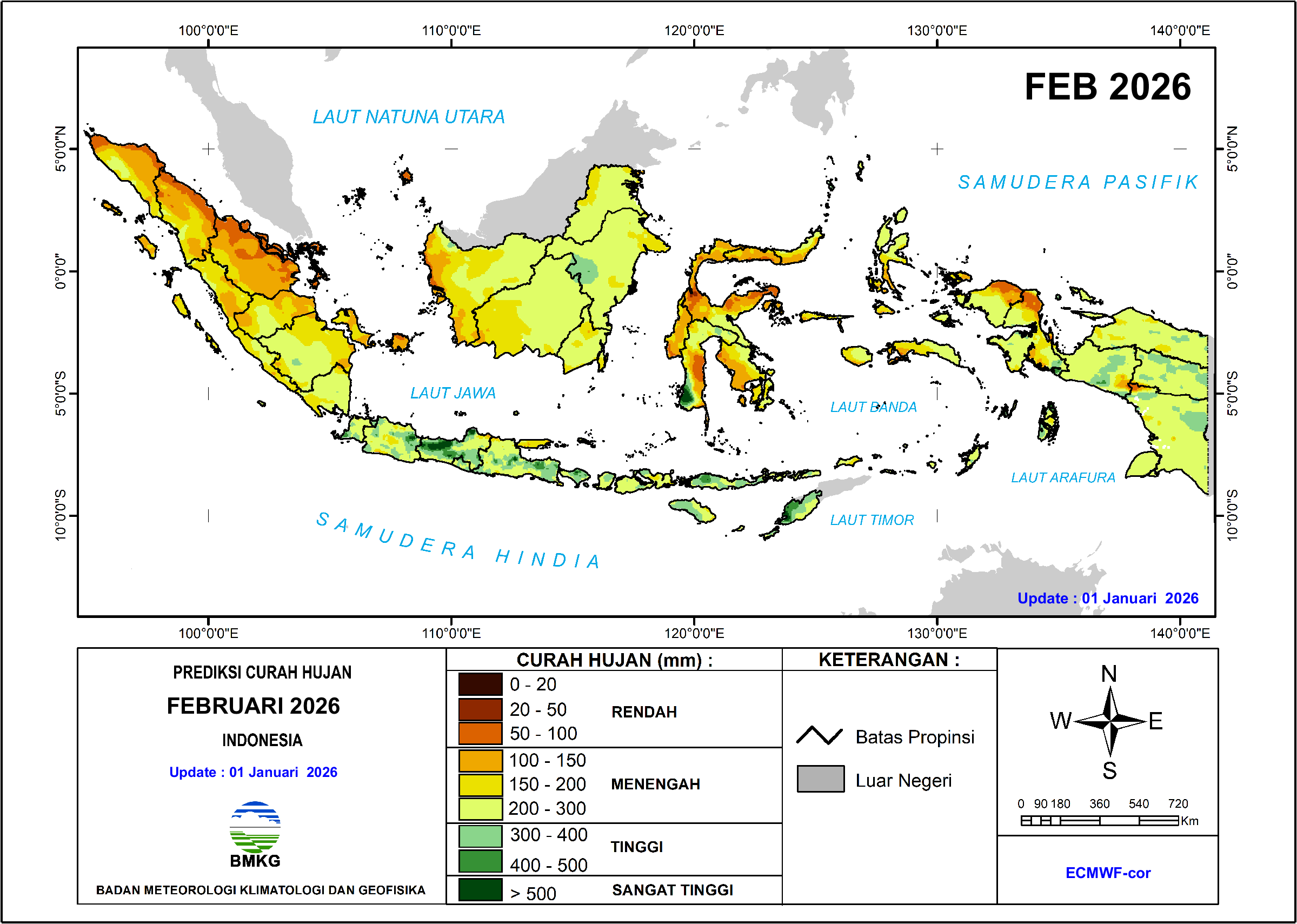 BMKG Ramal Hujan Guyur Mayoritas Wilayah Indonesia pada Minggu